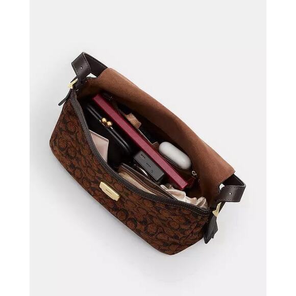 NWT Limited Coach Etta Flap Shoulder Bag in Signature Chenille CCE58 IM/Truffle - Picture 13 of 15